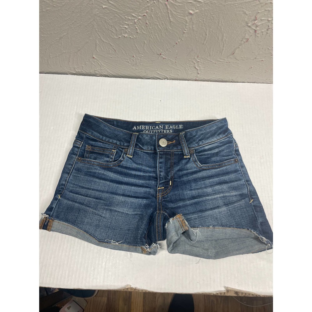 American Eagle Shortie Womens Super Stretch Rolled Hem Denim Shorts size 0
